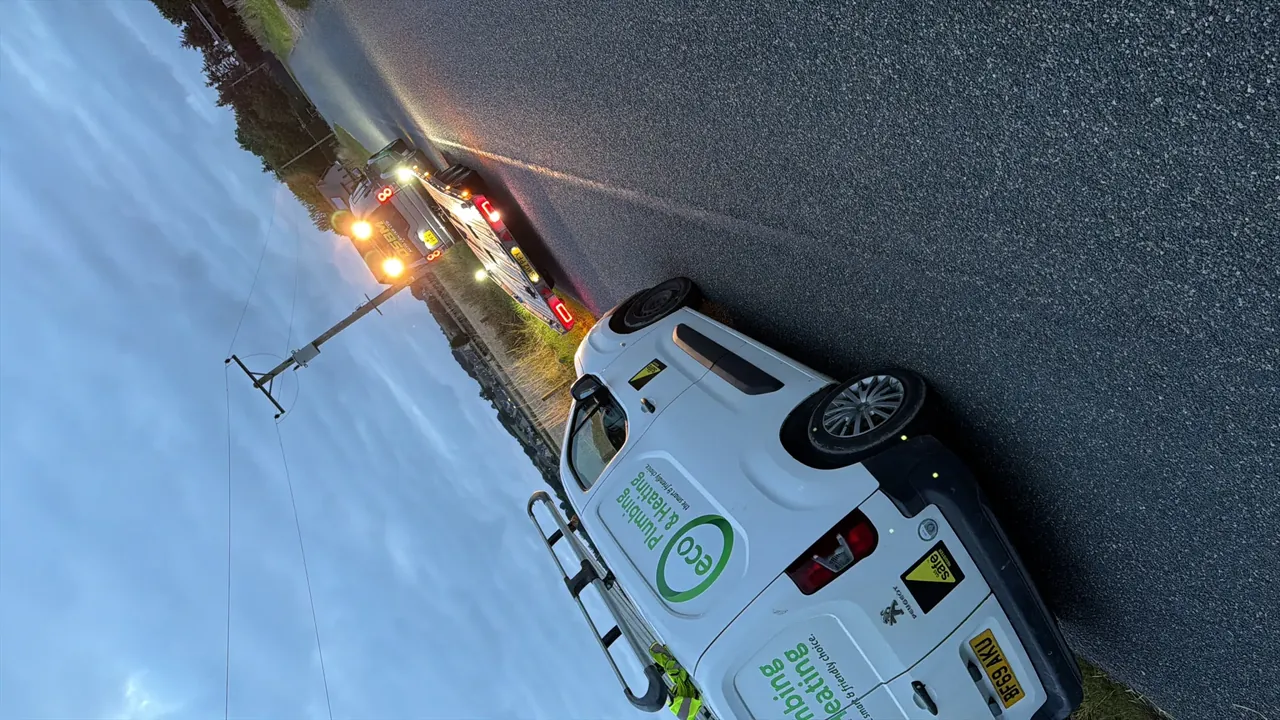 Roadside van recovery at dusk